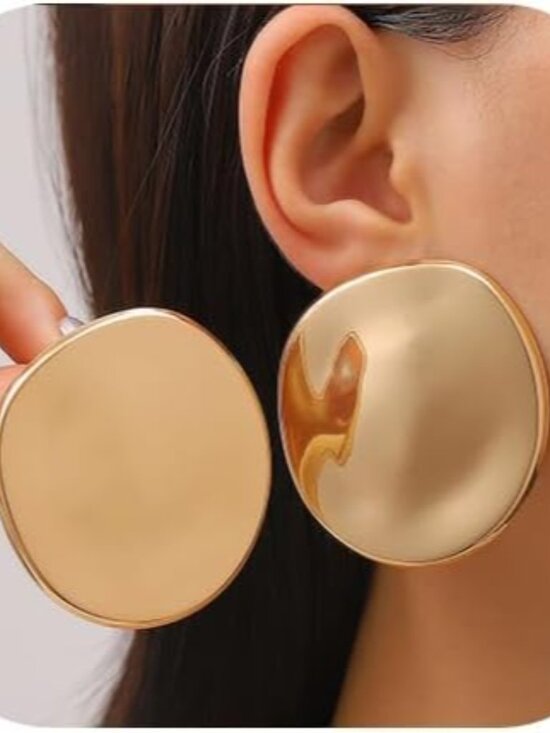Jewelry - Chunky Gold Statement Earrings for Women Exaggerated Silver Minimalist Drop Earr